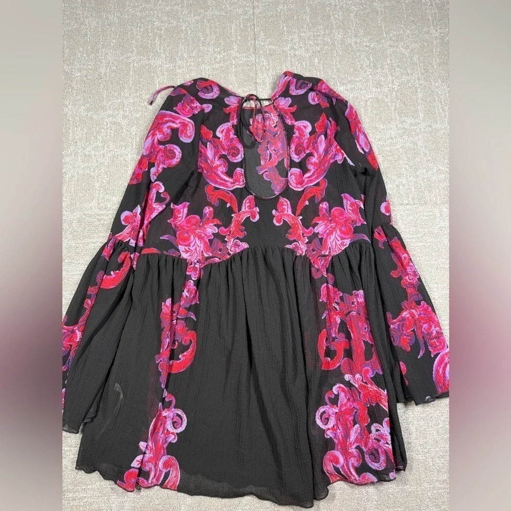 Intimately Free People Printed Black Pink Tunic Mini Top Dress READ BELOW